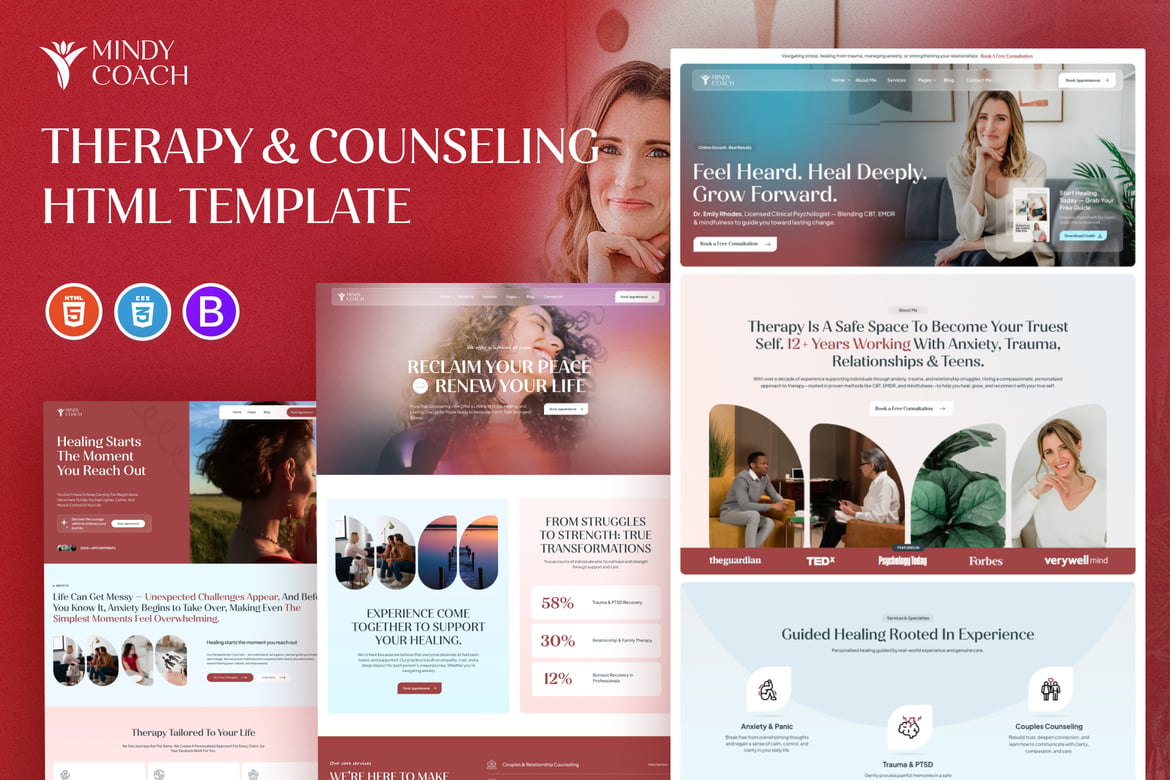 Mindycoach - Therapy & Counseling HTML Template