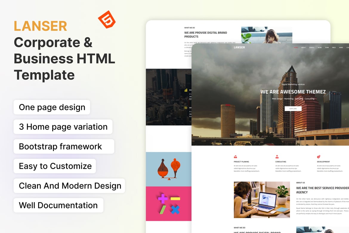 LANSER - Corporate & Business HTML Template